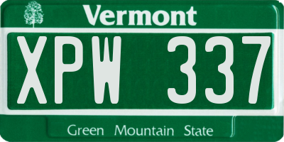 VT license plate XPW337