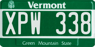 VT license plate XPW338