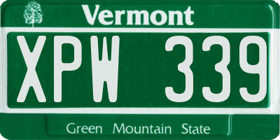 VT license plate XPW339