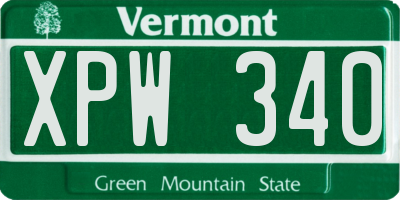 VT license plate XPW340