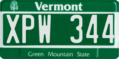 VT license plate XPW344