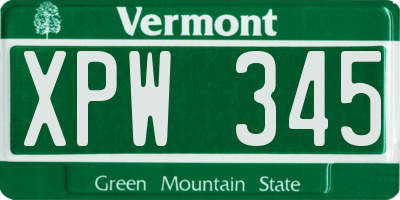 VT license plate XPW345