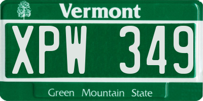 VT license plate XPW349