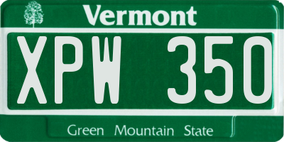 VT license plate XPW350