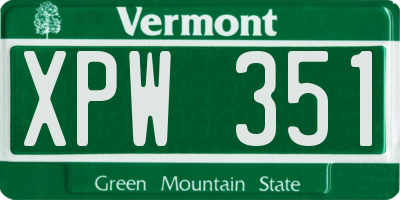 VT license plate XPW351