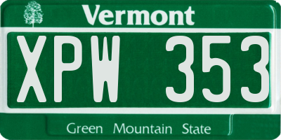 VT license plate XPW353
