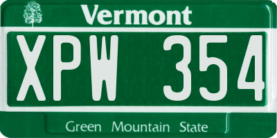 VT license plate XPW354