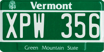 VT license plate XPW356