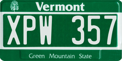 VT license plate XPW357