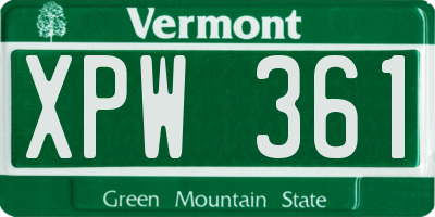 VT license plate XPW361