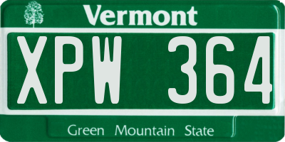 VT license plate XPW364