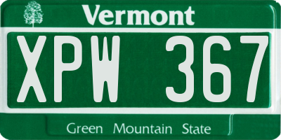 VT license plate XPW367