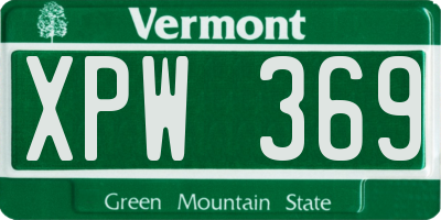 VT license plate XPW369