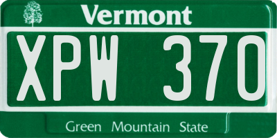 VT license plate XPW370