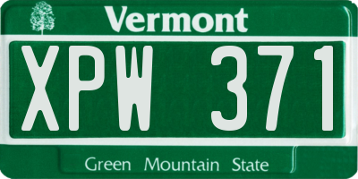 VT license plate XPW371