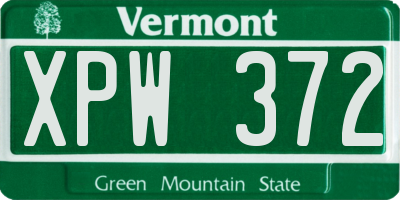 VT license plate XPW372