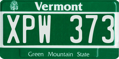 VT license plate XPW373
