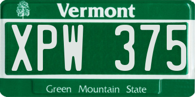 VT license plate XPW375