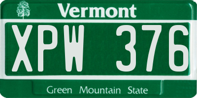 VT license plate XPW376