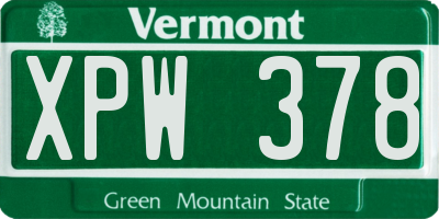 VT license plate XPW378