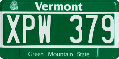 VT license plate XPW379