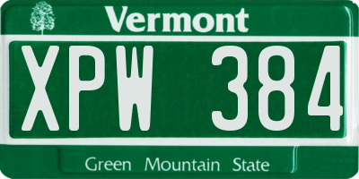 VT license plate XPW384