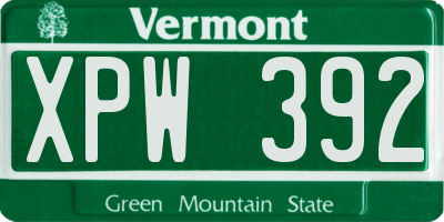 VT license plate XPW392