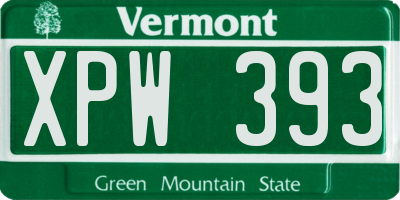 VT license plate XPW393