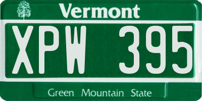 VT license plate XPW395