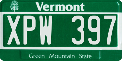 VT license plate XPW397