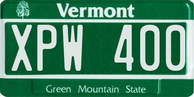 VT license plate XPW400
