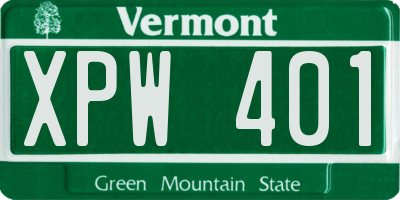 VT license plate XPW401