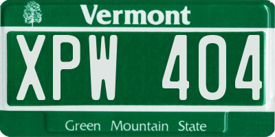 VT license plate XPW404