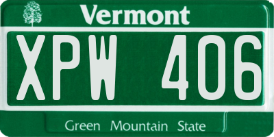 VT license plate XPW406