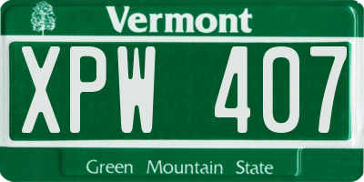 VT license plate XPW407