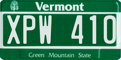 VT license plate XPW410