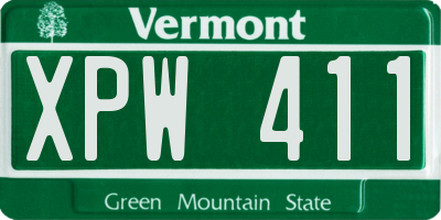 VT license plate XPW411