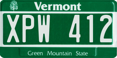 VT license plate XPW412