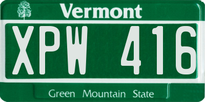 VT license plate XPW416