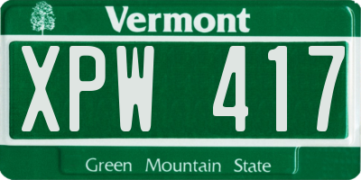 VT license plate XPW417