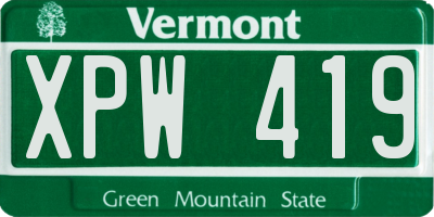 VT license plate XPW419