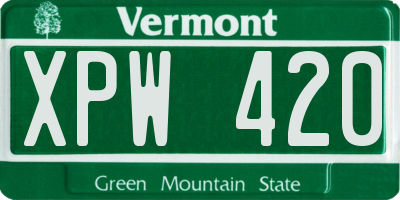 VT license plate XPW420