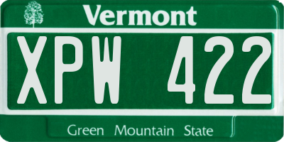 VT license plate XPW422