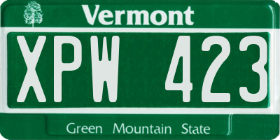 VT license plate XPW423