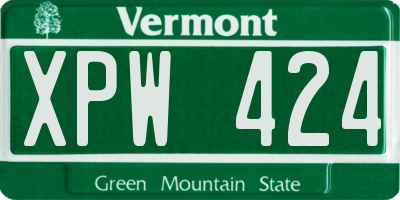 VT license plate XPW424