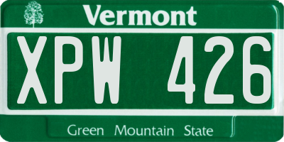 VT license plate XPW426
