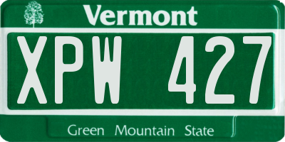 VT license plate XPW427