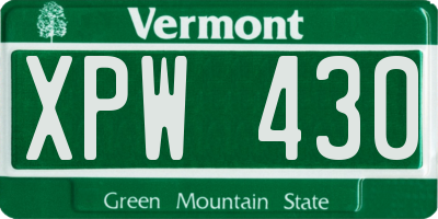 VT license plate XPW430