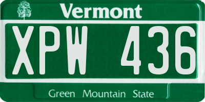 VT license plate XPW436