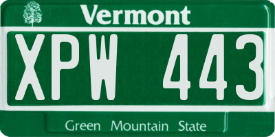 VT license plate XPW443
